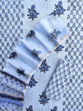 Hand Block Printed Cotton Schiffli Suit with Kota Doria Dupatta