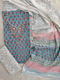 FLORAL PRINTED COTTON GOTA PATTI SUIT WITH COTTON DUPATTA