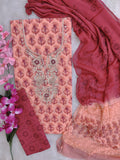 FLORAL PRINTED COTTON GOTA PATTI SUIT WITH CHIFFON DUPATTA