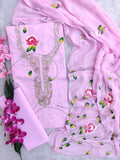 FLORAL PRINTED COTTON GOTA PATTI SUIT WITH CHIFFON DUPATTA