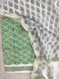 (All over) Hand Block Printed Cotton Suit with Cotton Kota Doria dupatta