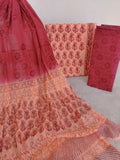 HAND BLOCK PRINTED COTTON SUIT WITH PURE CHIFFON DUPATTA