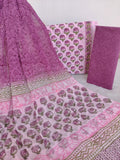 HAND BLOCK PRINTED COTTON SUIT WITH PURE CHIFFON DUPATTA