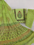 HAND BLOCK PRINTED COTTON SUIT WITH PURE CHIFFON DUPATTA