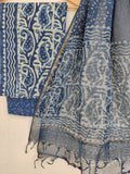 (SALE) Hand Block Printed Cotton Suit with Cotton Kota Doria dupatta