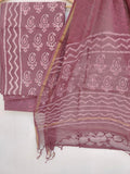 (SALE) Hand Block Printed Cotton Suit with Cotton Kota Doria dupatta