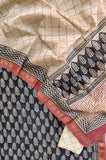 (SALE) HAND BLOCK PRINTED MAHESHWARI SILK SUIT WITH MAHESHWARI SILK DUPATTA