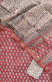 (SALE) HAND BLOCK PRINTED MAHESHWARI SILK SUIT WITH MAHESHWARI SILK DUPATTA