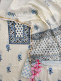 PANEL Hand Block Printed Cotton Suit with Mul Chanderi Dupatta