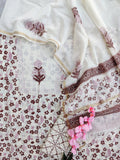 PANEL Hand Block Printed Cotton Suit with Mul Chanderi Dupatta
