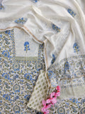 PANEL Hand Block Printed Cotton Suit with Mul Chanderi Dupatta