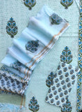 Hand Block Printed Cotton Schiffli Suit with Kota Doria Dupatta