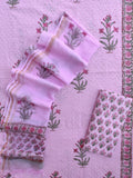 Hand Block Printed Cotton Schiffli Suit with Kota Doria Dupatta