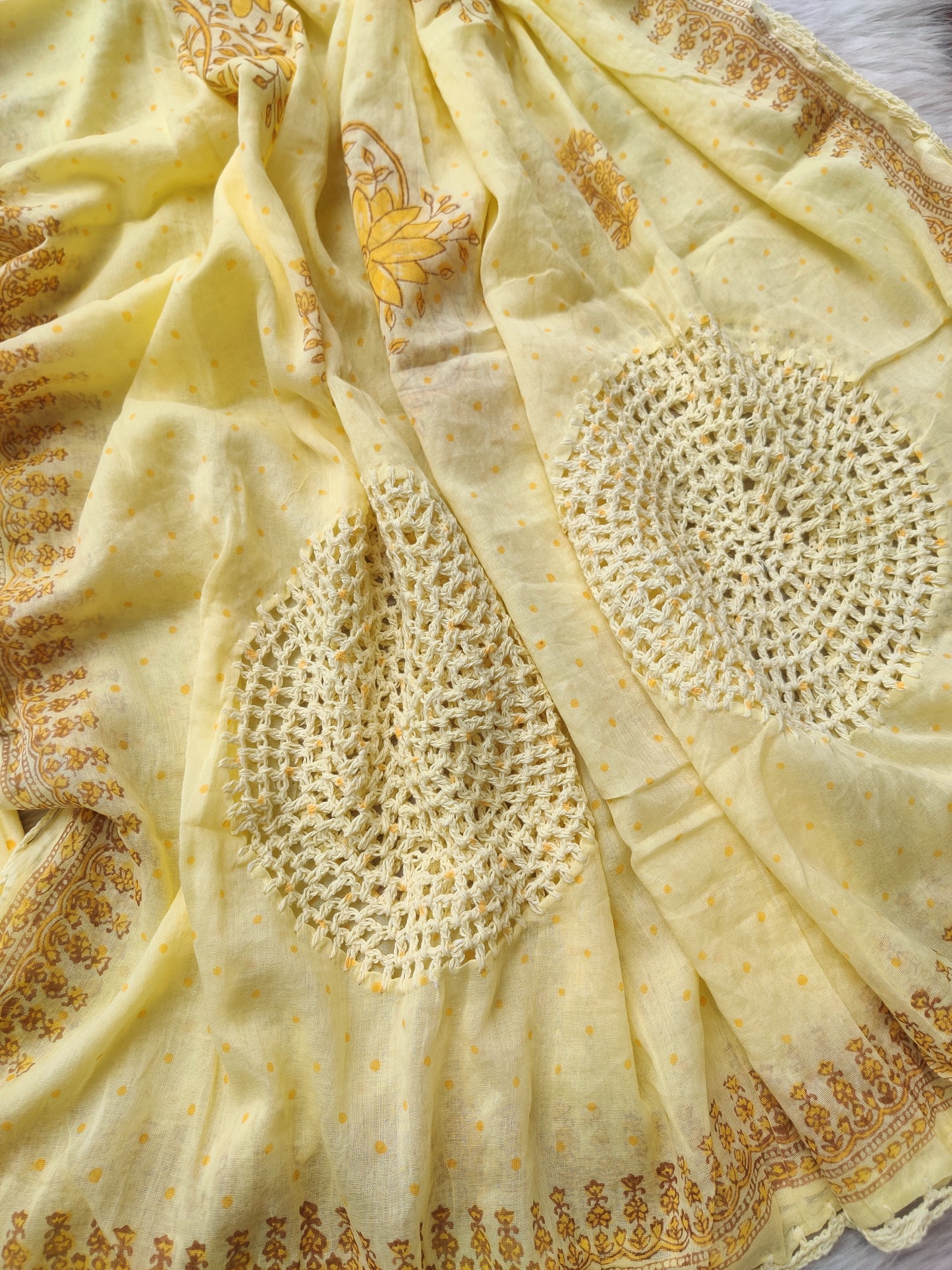 NEW LAUNCH              Aligarh Hand Embroidery Cotton Neck Work Suits with Mulmul Crosia Dupatta