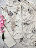 FLORAL PRINTED COTTON GOTA PATTI SUIT WITH CHIFFON DUPATTA