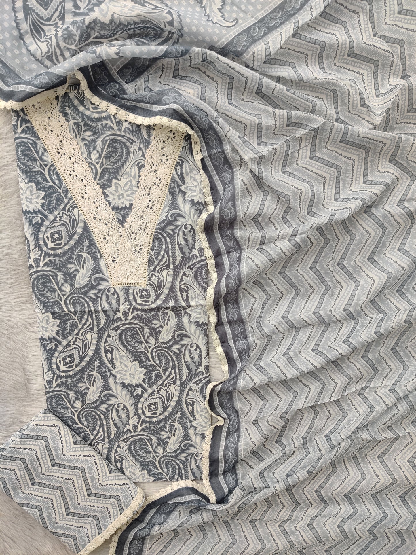 (SALE) EXCLUSIVE JAIPURI BLOCK PRINTED COTTON SUIT WITH COTTON DUPATTA