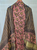 (NASHPAL) Hand Block Printed Modal Silk TOP with Modal Silk Lagdi Patta Dupatta (NO BOTTOM)