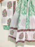 (SALE) Hand Block Printed Cotton Suit With Mulmul Cotton Dupatta