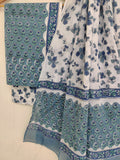 (SALE) Hand Block Printed Cotton Suit With Mulmul Cotton Dupatta