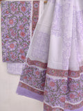 (SALE) Hand Block Printed Cotton Suit With Mulmul Cotton Dupatta