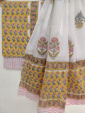 (SALE) Hand Block Printed Cotton Suit With Mulmul Cotton Dupatta