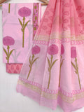 Hand Block Printed Cotton Suit With Mulmul Cotton Dupatta