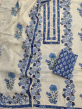 Exclusive Unstitched Cotton Suit with Mulmul Embroidery Dupatta