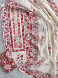 Exclusive Unstitched Cotton Suit with Mulmul Embroidery Dupatta