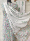 Hand Block Printed Cotton Suit With Mulmul Cotton Dupatta