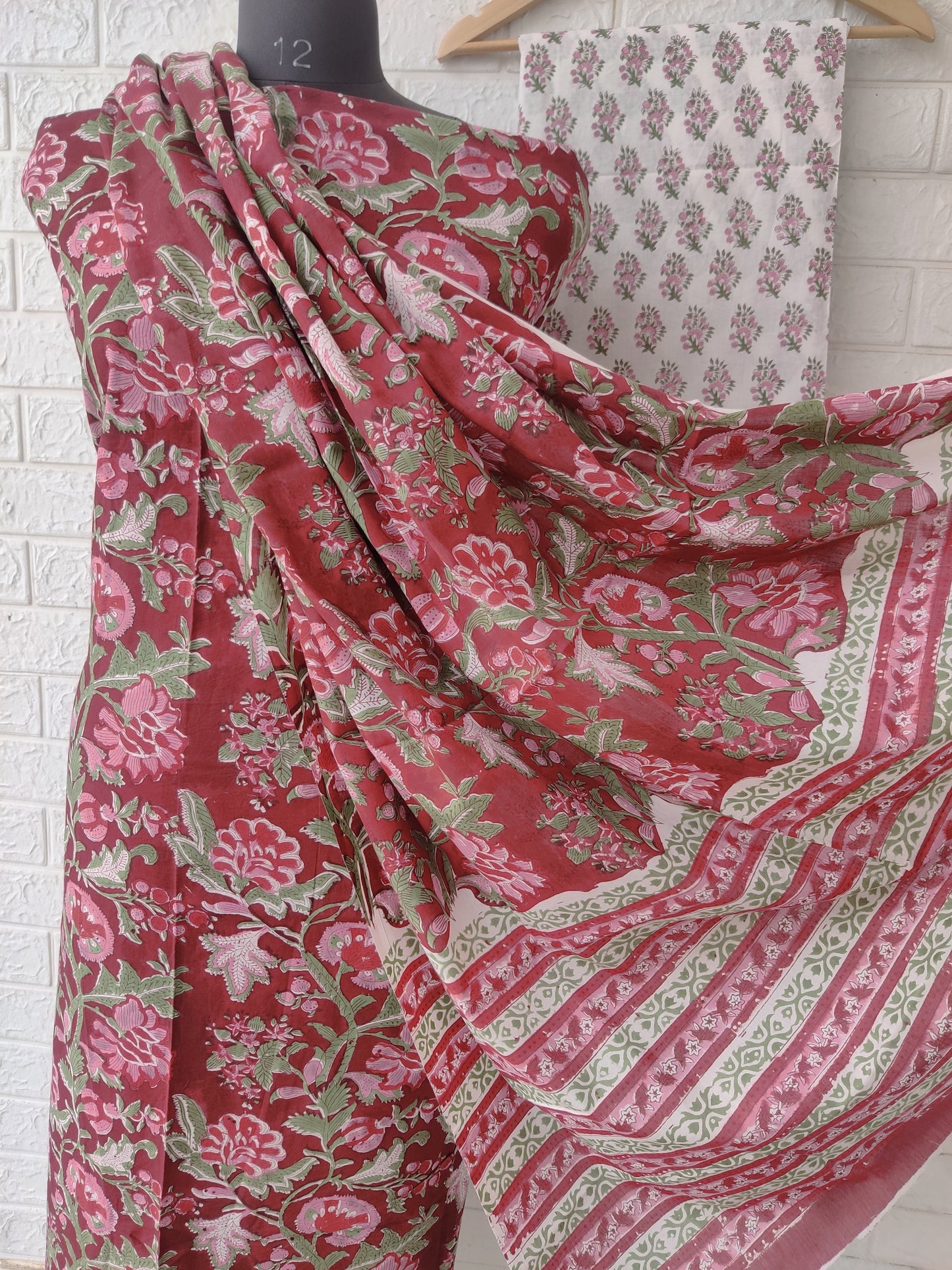 Cotton Block Printed Cotton Suit with mulmul cotton Dupatta