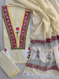 HAND BLOCK PRINTED  NECK WORK SUITS WITH KOTA DORIA DUPATTA