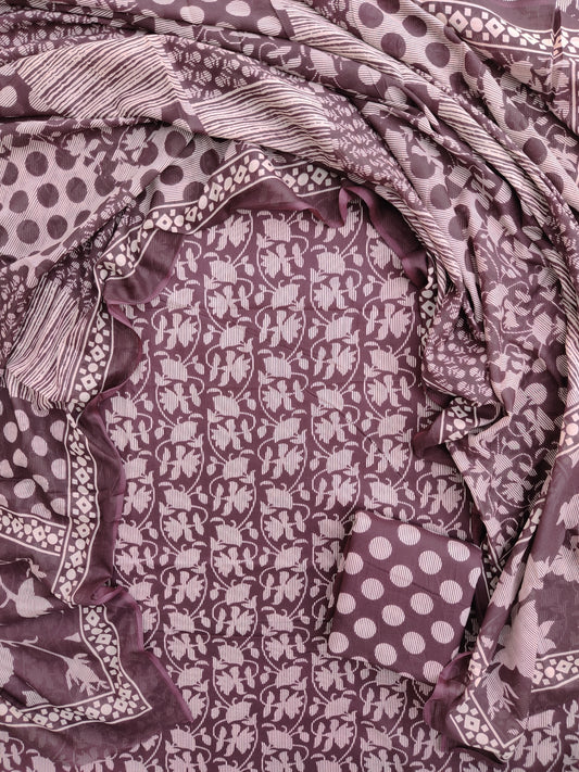 Jaipuri Printed Cotton Suit with mulmul cotton Dupatta
