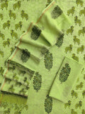 Hand Block Printed Cotton Schiffli Suit with Kota Doria Dupatta