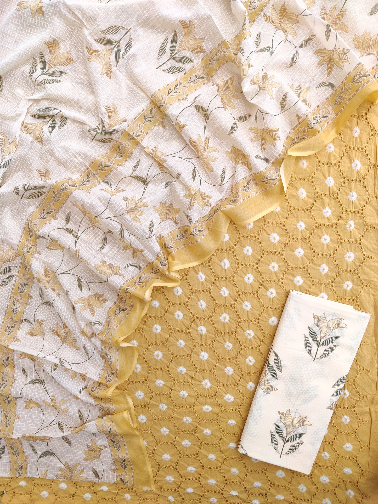 Schiffli Suit with Mulmul Dupatta