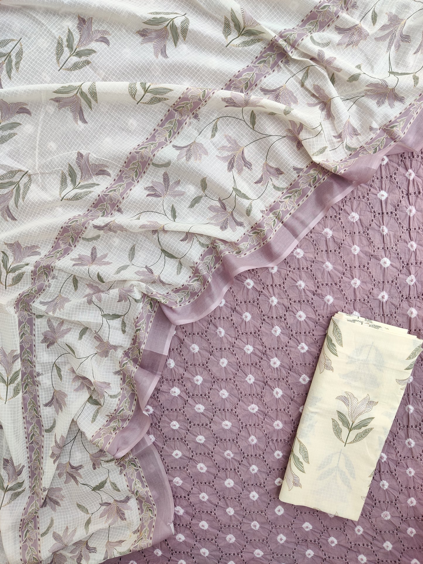 Schiffli Suit with Mulmul Dupatta