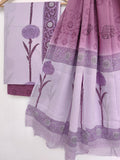 Hand Block Printed Cotton Suit With Mulmul Cotton Dupatta