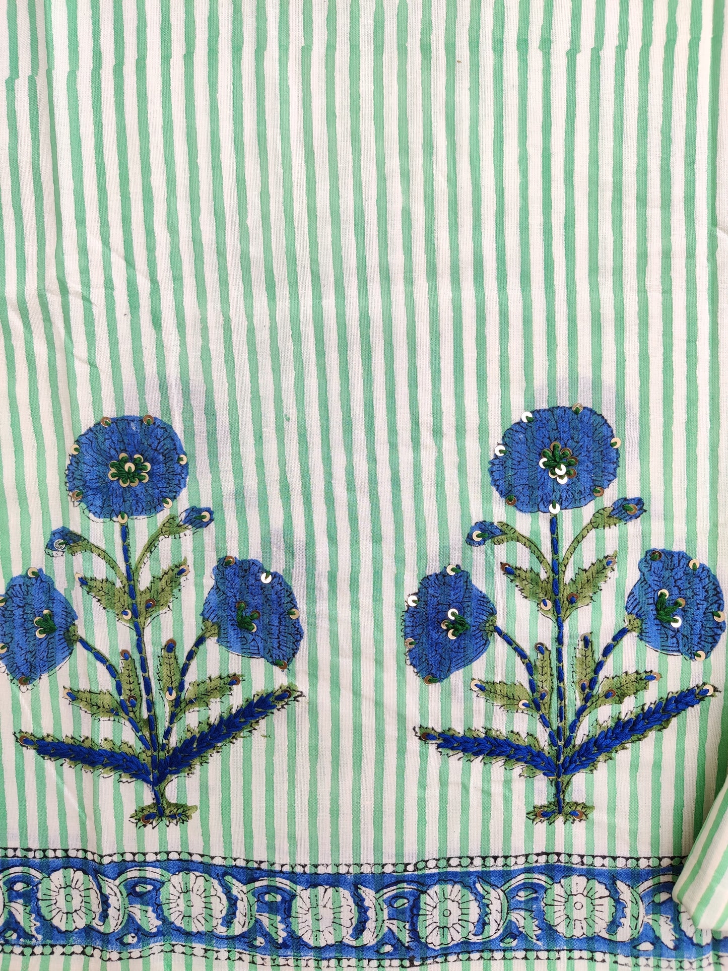 Hand Block Printed Cotton Suit with Mul Chanderi Dupatta
