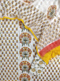 PANEL Hand Block Printed Cotton Suit with Cotton Kota Doria Dupatta