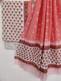 (SALE) Hand Block Printed Cotton Suits with Mulmul Bandhej Dupatta
