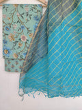 (SALE) JAIPURI PRINTED COTTON SUIT WITH LEHRIYA KOTA DORIA DUPATTA