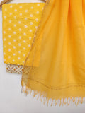 (SALE) BANDHANI  Cotton Schiffli Suit with Kota Doria Dupatta