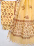 (SALE) Hand Block Printed Cotton Schiffli Suit with Kota Doria Dupatta