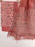 (VANASPATI) Block Printed Cotton Suit with Cotton Kota Doria Dupatta