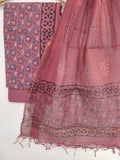(VANASPATI) Block Printed Cotton Suit with Cotton Kota Doria Dupatta