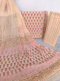 HAND BLOCK PRINTED COTTON SUIT WITH PURE CHIFFON DUPATTA