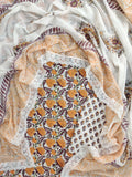 Hand Block Printed Cotton Suit With Lace Work Mulmul Dupatta