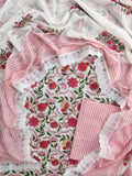 Hand Block Printed Cotton Suit With Lace Work Mulmul Dupatta