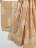 Hand Block Printed Cotton Suit With Mulmul Cotton Dupatta