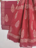 Hand Block Printed Cotton Suit With Mulmul Cotton Dupatta
