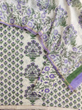 Hand Block Printed Cotton Suit with Mul Chanderi Dupatta